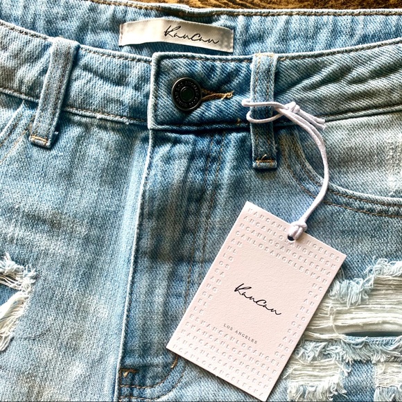 NWT KanCan Shredded Light Denim Shorts - Picture 2 of 7